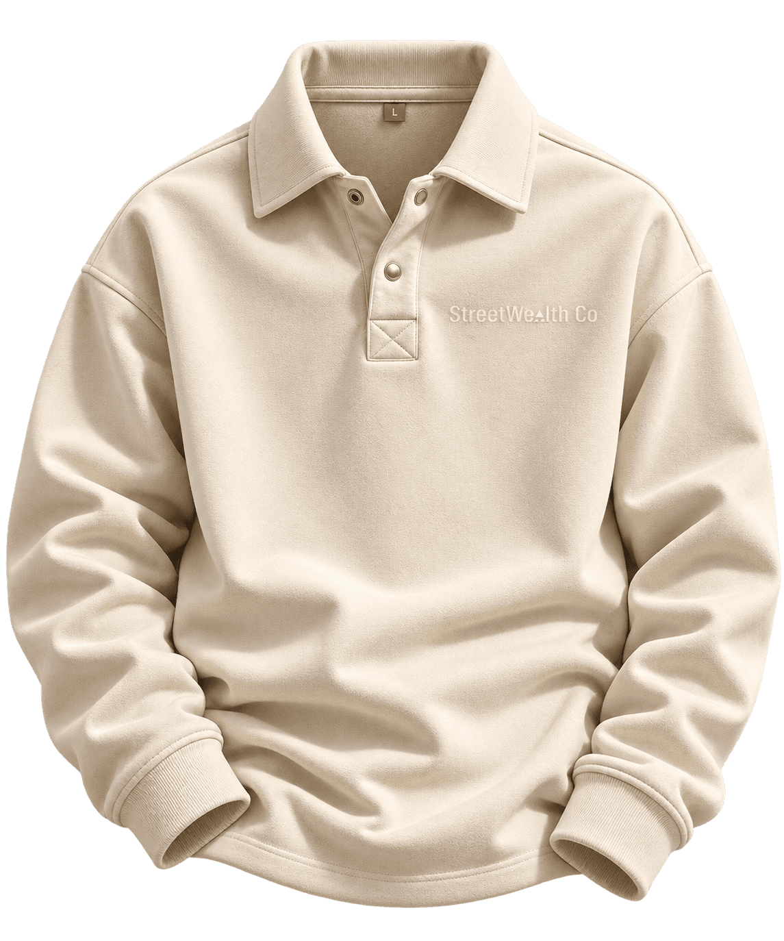 Sweat Polo Manches Longues Crème